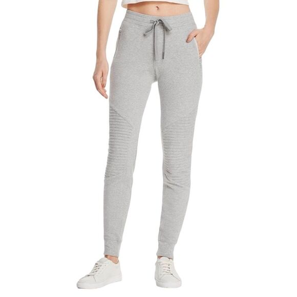 ALO Yoga Moto Sweatpants Joggers Modal Cotton Heather Gray Medium - Picture 1 of 9